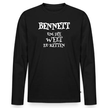 Savior Bennett - Men's Premium Organic Long Sleeve Shirt - black - Front - Nico (187cm)
