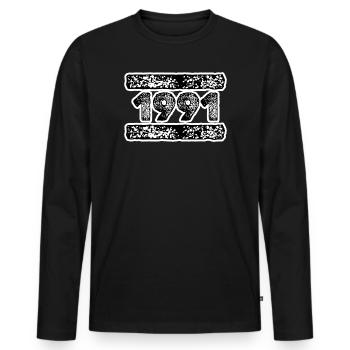 1991 1991 - Men's Premium Organic Long Sleeve Shirt - black - Front - Nico (187cm)