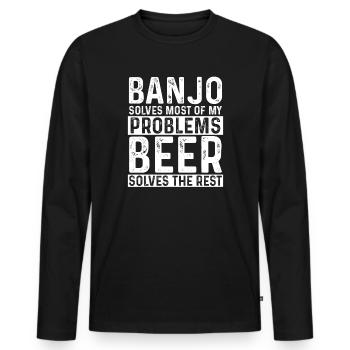 Banjo löst die meisten Probleme, Bier löst den Rest - Männer Premium Bio Langarmshirt - Schwarz - Vorne - Nico (187cm)