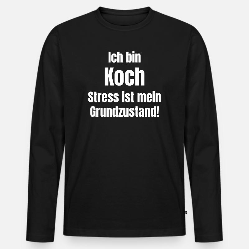 Küchenchef Stress Grundzustand - Männer Premium Bio Langarmshirt - Schwarz