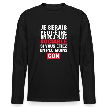 I might be a little more sociable - Men's Premium Organic Long Sleeve Shirt - black - Front - Nico (187cm)