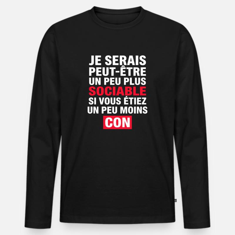 Vielleicht bin ich ein bisschen geselliger - Männer Premium Bio Langarmshirt - Schwarz