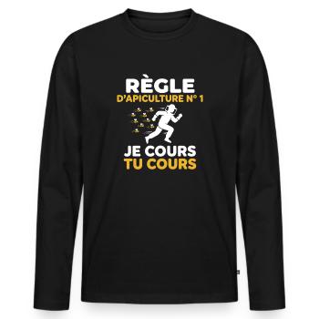 Règle D'apiculture N 1 Je Cours Tu Cours Abeille - T-shirt manches longues Premium bio Homme - noir - Devant - Nico (187cm)