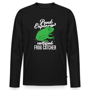 Frog Catcher Pond Explorer Certified Frog - Men's Premium Organic Long Sleeve Shirt - black - Front - Nico (187cm)