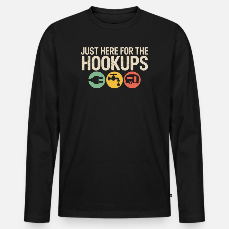 Hookups Trio: Wohnmobil-Camping-Ikonen - Männer Premium Bio Langarmshirt - Schwarz