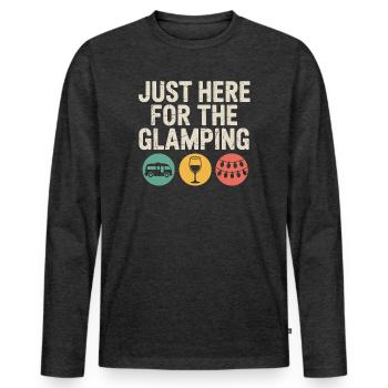 Just Here for the Glamping - Men's Premium Organic Long Sleeve Shirt - heather anthracite - Front - Nico (187cm)