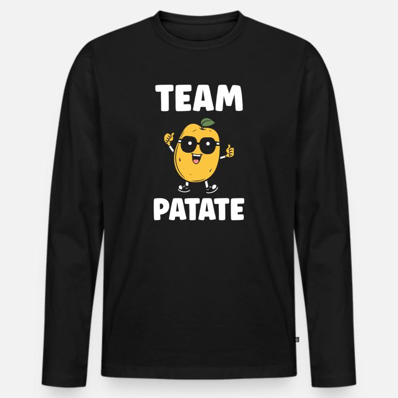 Team Potato Smiling Maskottchen - Männer Premium Bio Langarmshirt - Schwarz