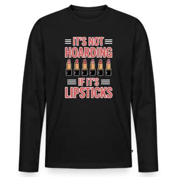 Lipstick Sayings Funny Lipstick Gift f - Men's Premium Organic Long Sleeve Shirt - black - Front - Nico (187cm)