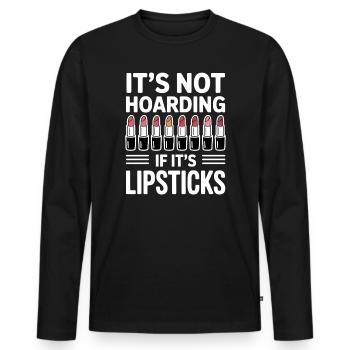 Lipstick Sayings Funny Lipstick Gift f - Men's Premium Organic Long Sleeve Shirt - black - Front - Nico (187cm)