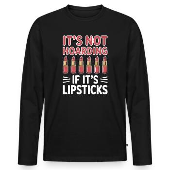 Lipstick Sayings Funny Lipstick Gift - Men's Premium Organic Long Sleeve Shirt - black - Front - Nico (187cm)