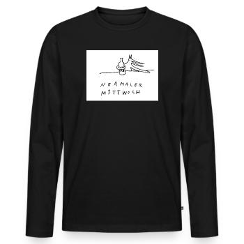 normaler_Mittwoch - Männer Premium Bio Langarmshirt - Schwarz - Vorne - Nico (187cm)