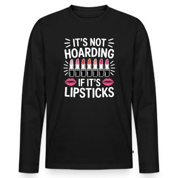 Lipstick Sayings Funny Lipstick Gift - Men's Premium Organic Long Sleeve Shirt - black - Front - Nico (187cm)