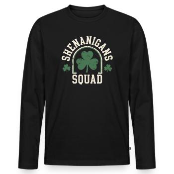 Shenanigans Squad Shamrock Spaß - Männer Premium Bio Langarmshirt - Schwarz - Vorne - Nico (187cm)