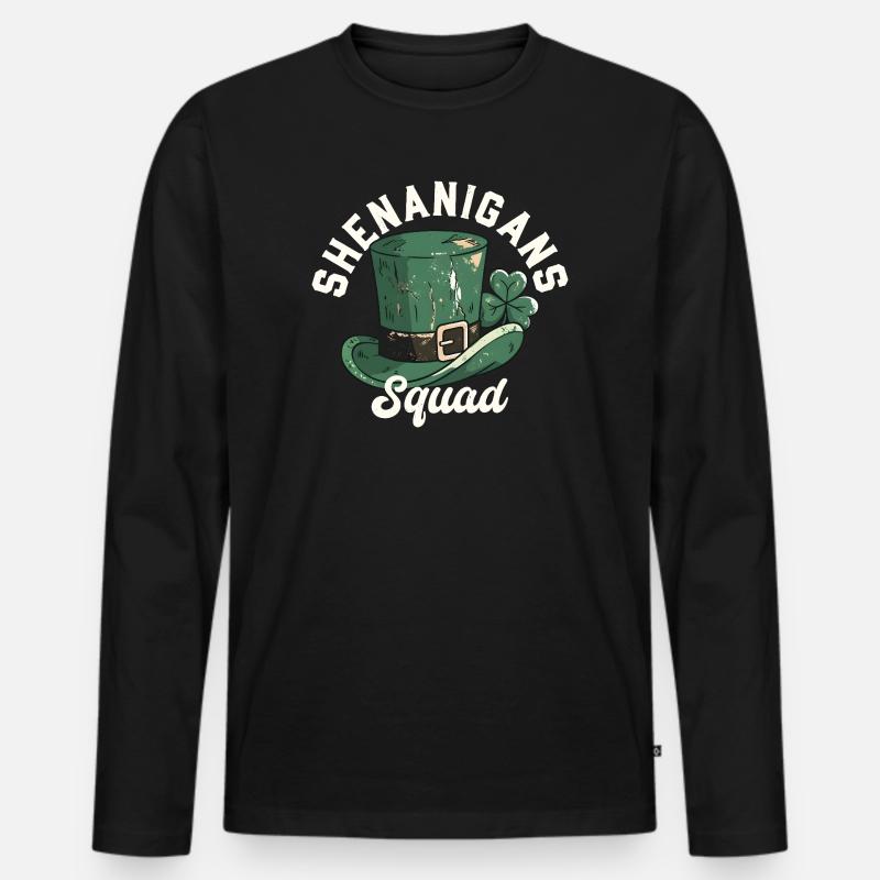 Shenanigans Squad Leprechaun-Hut - Männer Premium Bio Langarmshirt - Schwarz