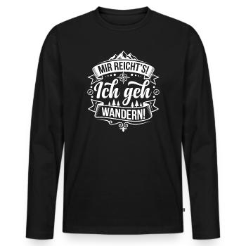 Ich geh Wandern Berglogo - Männer Premium Bio Langarmshirt - Schwarz - Vorne - Nico (187cm)