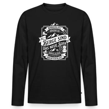 Mountains are the new sofa - Men's Premium Organic Long Sleeve Shirt - black - Front - Nico (187cm)