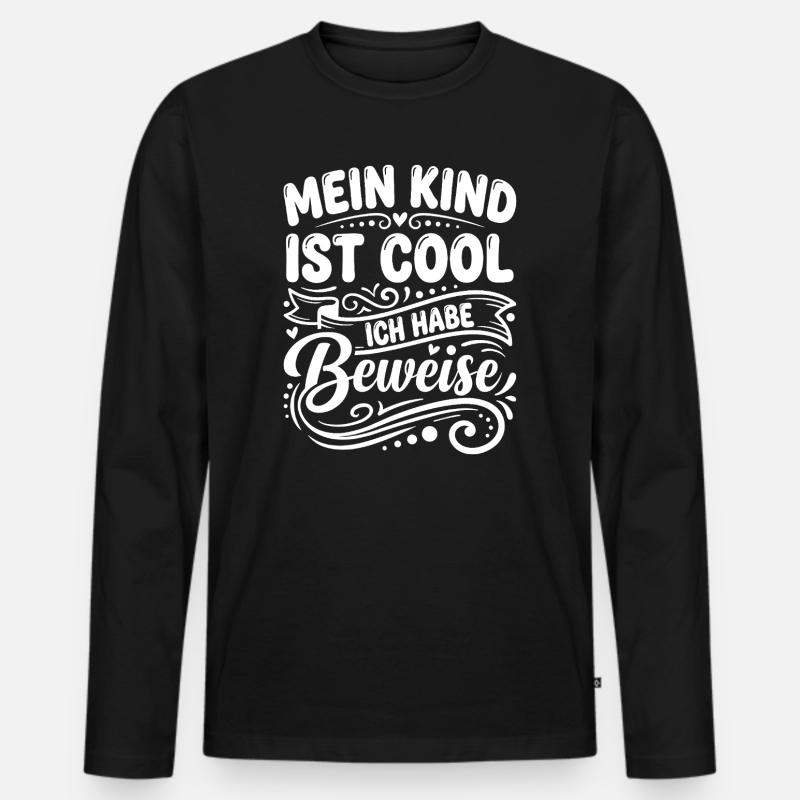 Mein Kind Ist Cool Beweise - Männer Premium Bio Langarmshirt - Schwarz