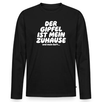 Der Gipfel ist mein Zuhause Spruch - Männer Premium Bio Langarmshirt - Schwarz - Vorne - Nico (187cm)