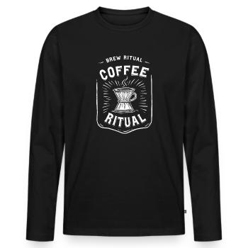 Coffee Brew Ritual Pour Over Kaffee - Men's Premium Organic Long Sleeve Shirt - black - Front - Nico (187cm)