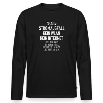 Stromausfall - kein WLAN - kein Internet - Familie - Männer Premium Bio Langarmshirt - Schwarz - Vorne - Nico (187cm)