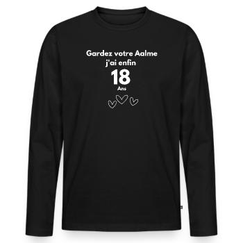 Keep calm, I'm finally 18 years old - Men's Premium Organic Long Sleeve Shirt - black - Front - Nico (187cm)