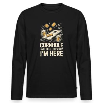Cornhole und Bier - Männer Premium Bio Langarmshirt - Schwarz - Vorne - Nico (187cm)