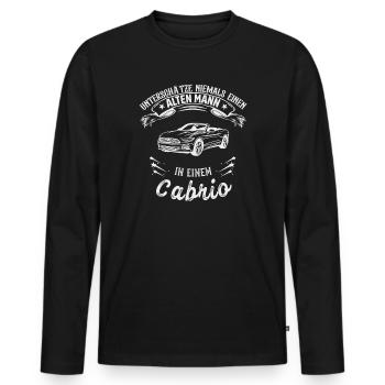 Un vieil homme avec un cabriolet décapotable propriétaire de cabriolet senior - T-shirt manches longues Premium bio Homme - noir - Devant - Nico (187cm)