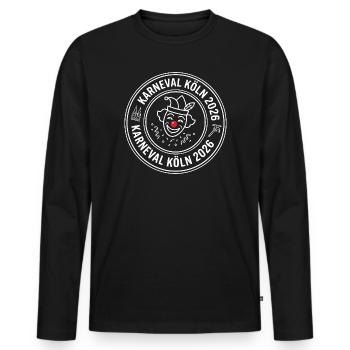 Cologne Carnival 2026 – Official Jester's Seal - Men's Premium Organic Long Sleeve Shirt - black - Front - Nico (187cm)