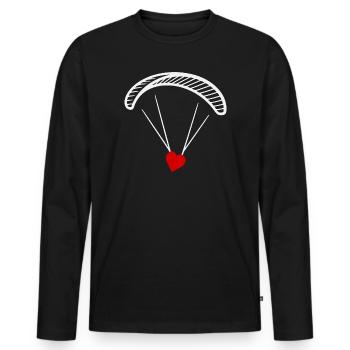 Paragleiter - Gleitschirm mit Herz - Valentinstag  - Männer Premium Bio Langarmshirt - Schwarz - Vorne - Nico (187cm)