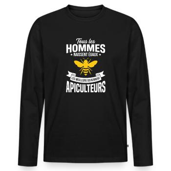 Funny beekeeping gift idea for a beekeeper - Men's Premium Organic Long Sleeve Shirt - black - Front - Nico (187cm)