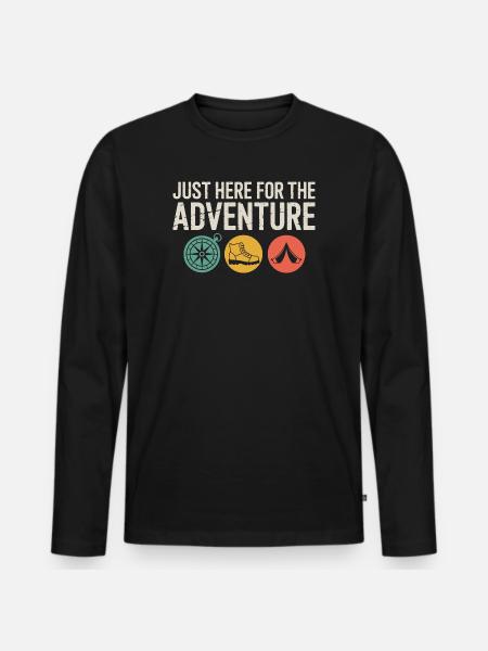 Adventure Icons: Compass Boot Tent - Men's Premium Organic Long Sleeve Shirt - black