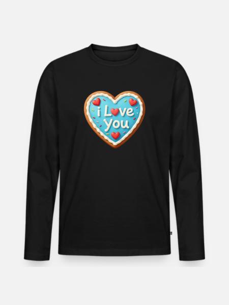 Valentine's Day Heart Gift Valentine's Day - Men's Premium Organic Long Sleeve Shirt - black