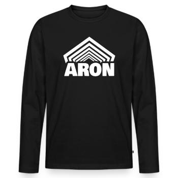 Prénom Aron - T-shirt manches longues Premium bio Homme - noir - Devant - Nico (187cm)