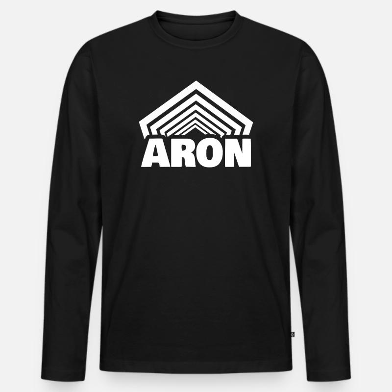 Vorname Aron - Männer Premium Bio Langarmshirt - Schwarz