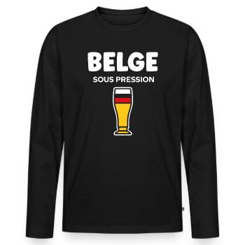 Belgisches Druckglasbier - Männer Premium Bio Langarmshirt - Schwarz - Vorne - Nico (187cm)