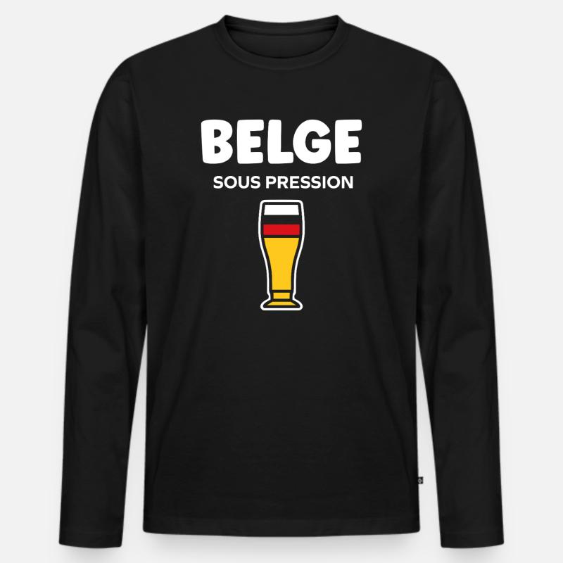 Belgisches Druckglasbier - Männer Premium Bio Langarmshirt - Schwarz