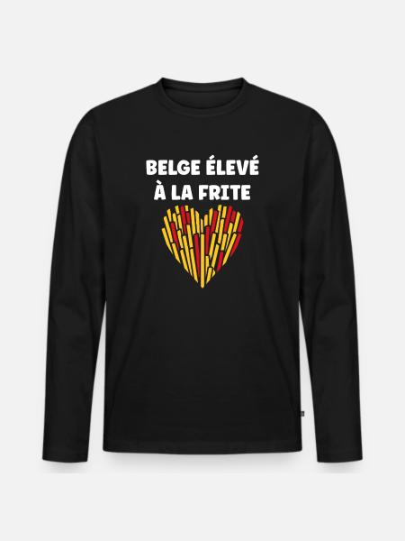 Belgian Lovers of French Fries Heart - Men's Premium Organic Long Sleeve Shirt - black