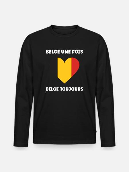 Belgische Herz-Trikolore - Männer Premium Bio Langarmshirt - Schwarz