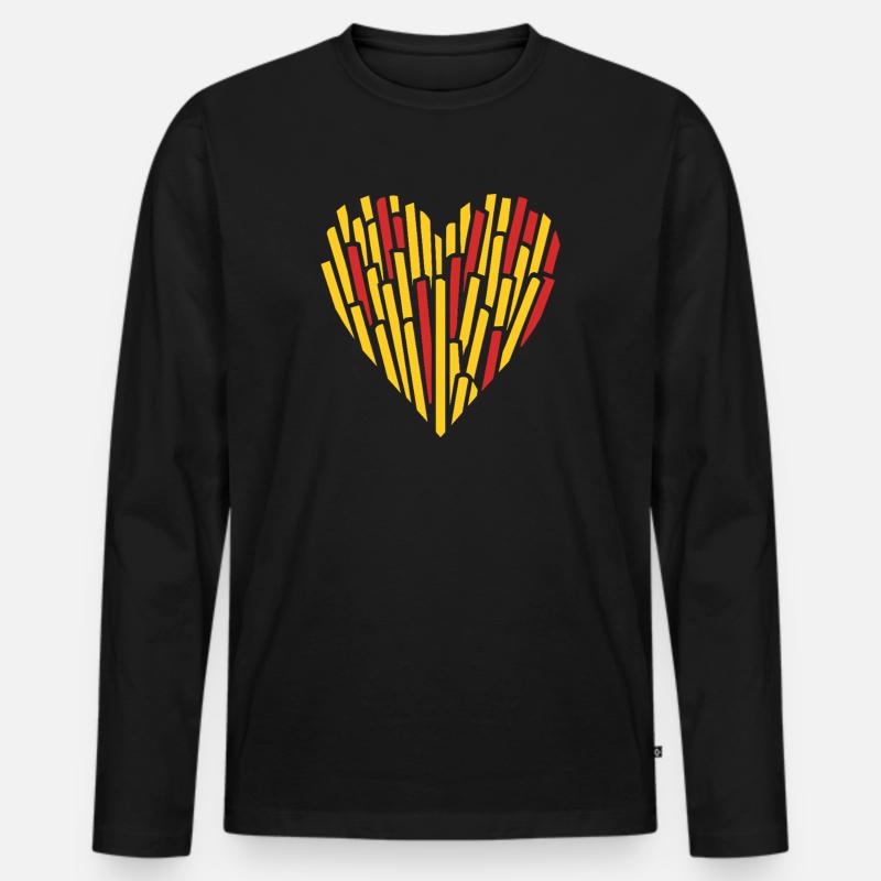 Belgisches Pommesherz - Männer Premium Bio Langarmshirt - Schwarz