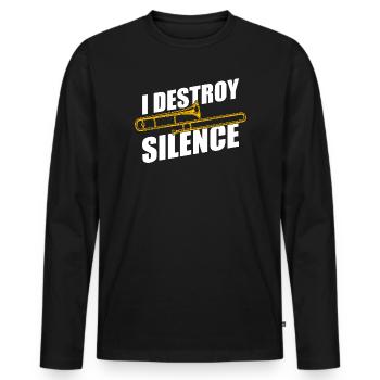 Tromboniste tromboniste Destroy Silence - T-shirt manches longues Premium bio Homme - noir - Devant - Nico (187cm)