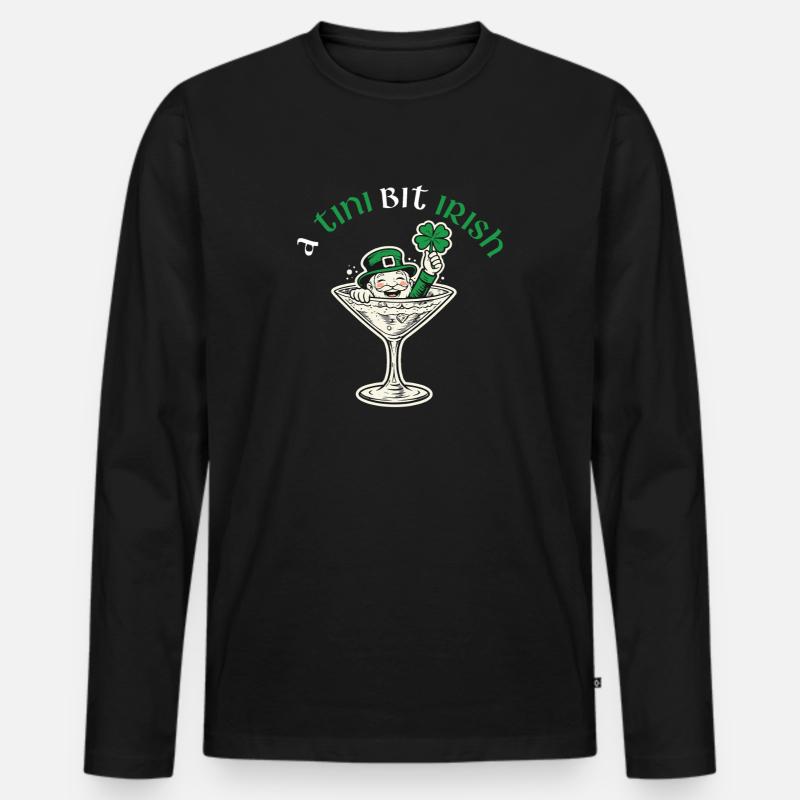 Ein Tini-bisschen irischer St. Patrick's Day - Männer Premium Bio Langarmshirt - Schwarz