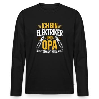 Je suis électricien et grand-père - T-shirt manches longues Premium bio Homme - noir - Devant - Nico (187cm)
