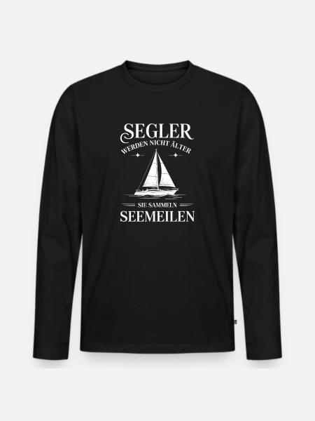 Sailors collect nautical miles - Men's Premium Organic Long Sleeve Shirt - black