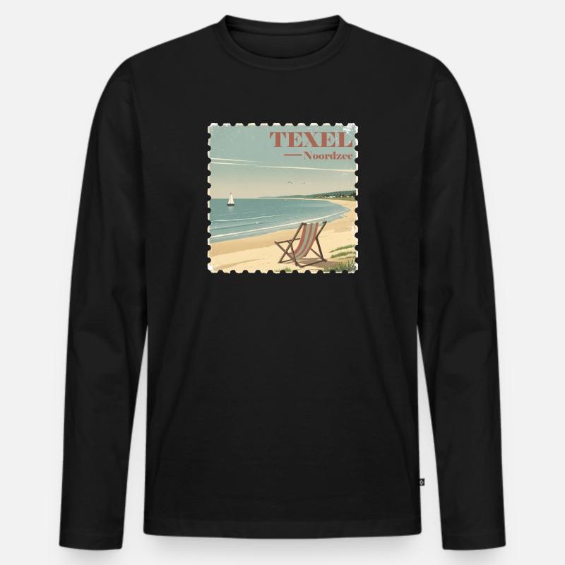 Texel Noordzee - Männer Premium Bio Langarmshirt - Schwarz