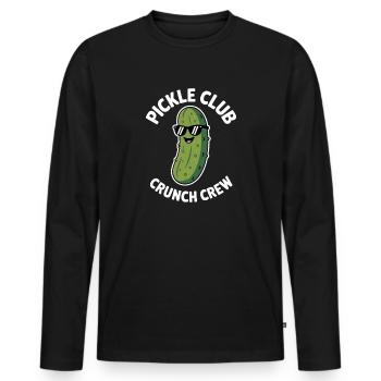 Pickle Club Crunch Team, humour de concombre - T-shirt manches longues Premium bio Homme - noir - Devant - Nico (187cm)
