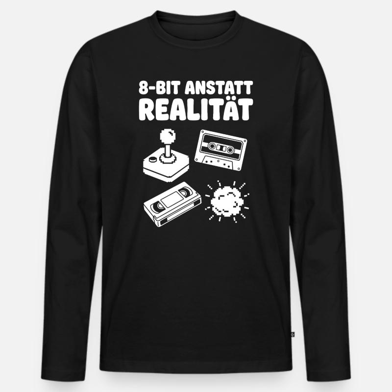 Arcade rétro de réalité 8-bits - T-shirt manches longues Premium bio Homme - noir
