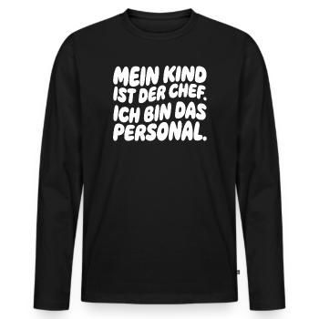 Mon enfant est le patron - T-shirt manches longues Premium bio Homme - noir - Devant - Nico (187cm)
