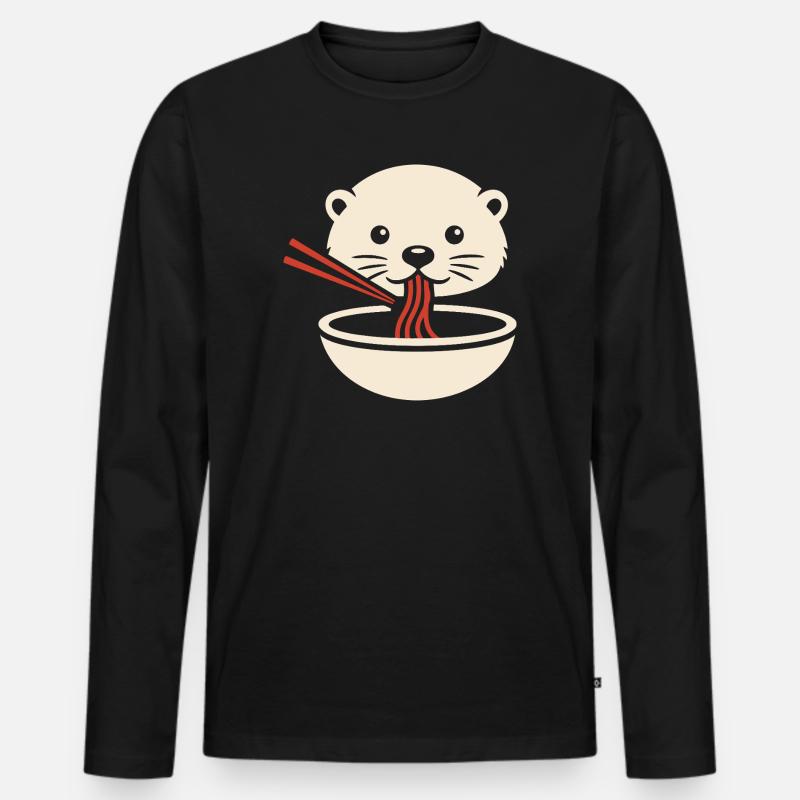 Minimal Otter Noodle Icon - Männer Premium Bio Langarmshirt - Schwarz