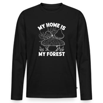 Champignons morilles Ma maison est mon champignon de forêt - T-shirt manches longues Premium bio Homme - noir - Devant - Nico (187cm)