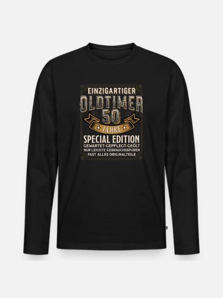 Oldtimer 50 Jahre Spezialedition - Männer Premium Bio Langarmshirt - Schwarz